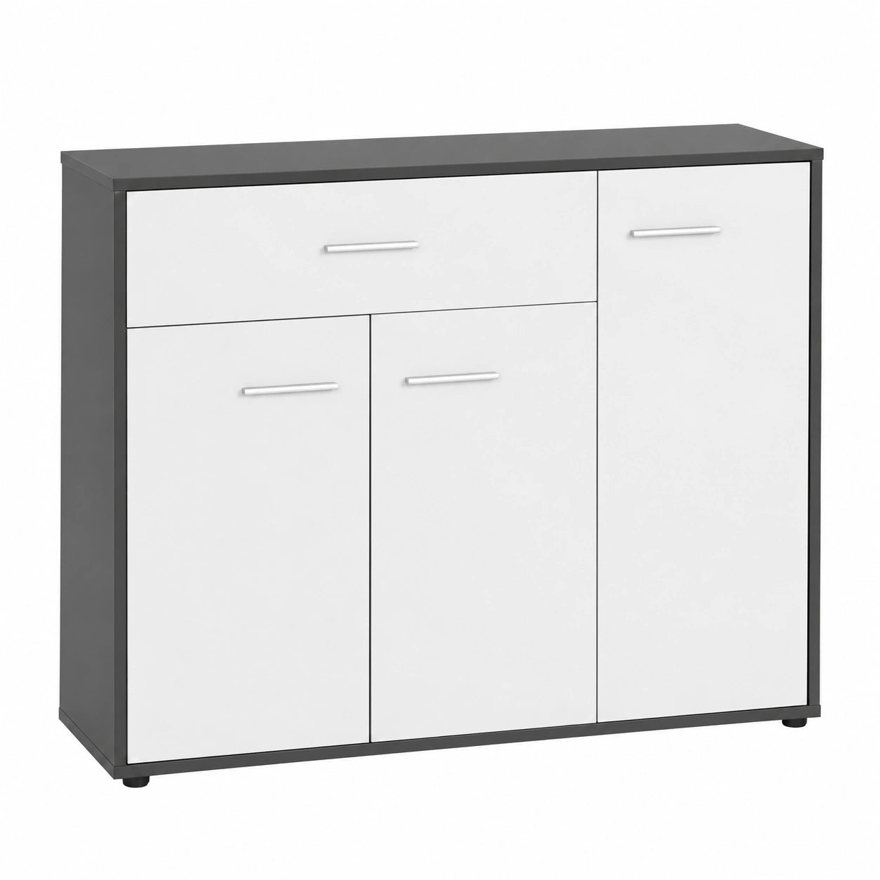 Mueble de Cocina COSTWAY con Estante Ajustable y Dispositivo Antivuelco, Aparador de 3 Puertas para Comedor y Entrada (88x40x80cm)