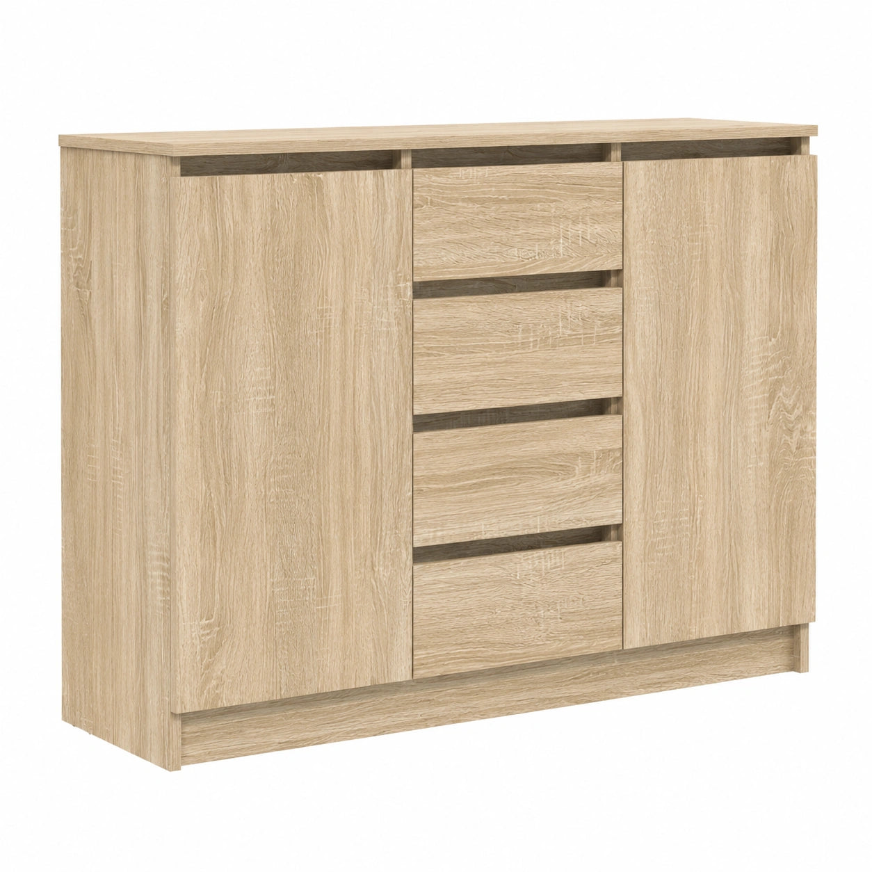 Aparador de Madera con Cajones, Roble Sonoma, 100,5 x 35 x 76 cm