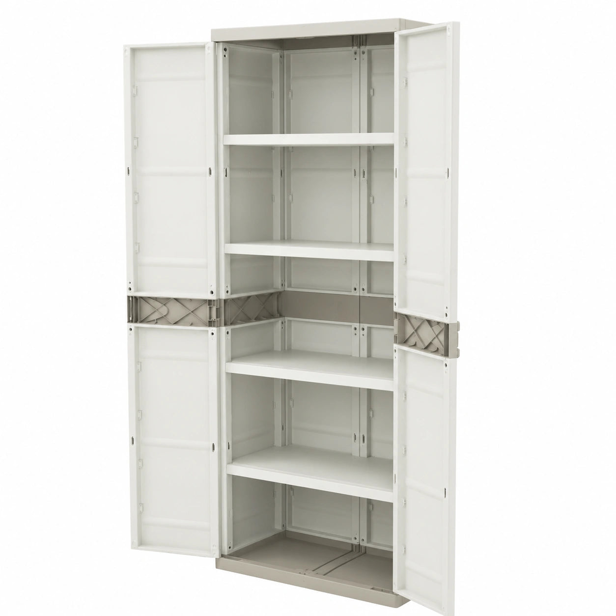 Jardin202 - Armario de Resina con 4 Estantes, 70x44x176 cm, Beige Titanio