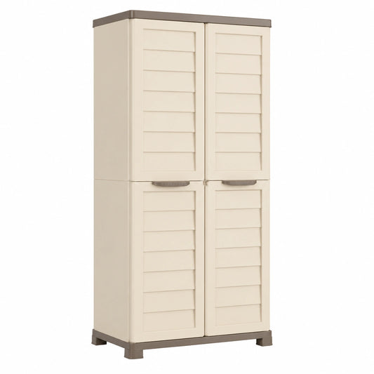Deconation - Armario Alto Multifuncional para Interior y Exterior, 76x46x168 cm, Beige y Marrón