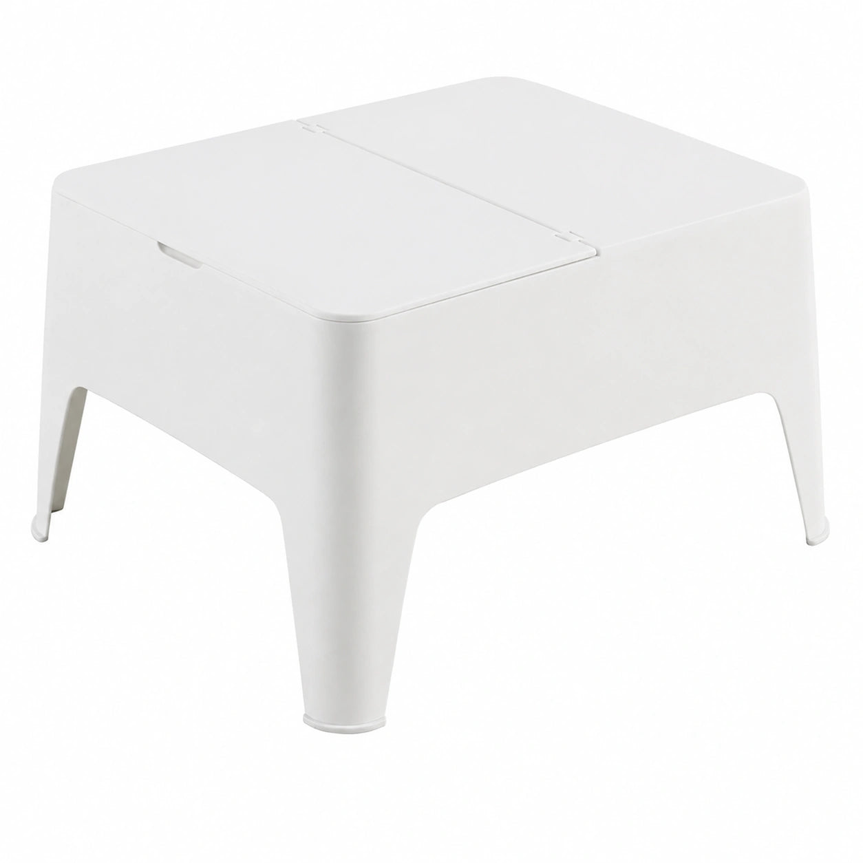 Mesa Auxiliar Exterior con Almacenaje, Resistente y Ligera - Plástico Reciclado, 58x48x30 cm, Blanca