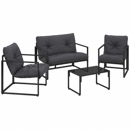 Set de Muebles de Jardín Nairobi, 4 Plazas, Acero y Gris Antracita
