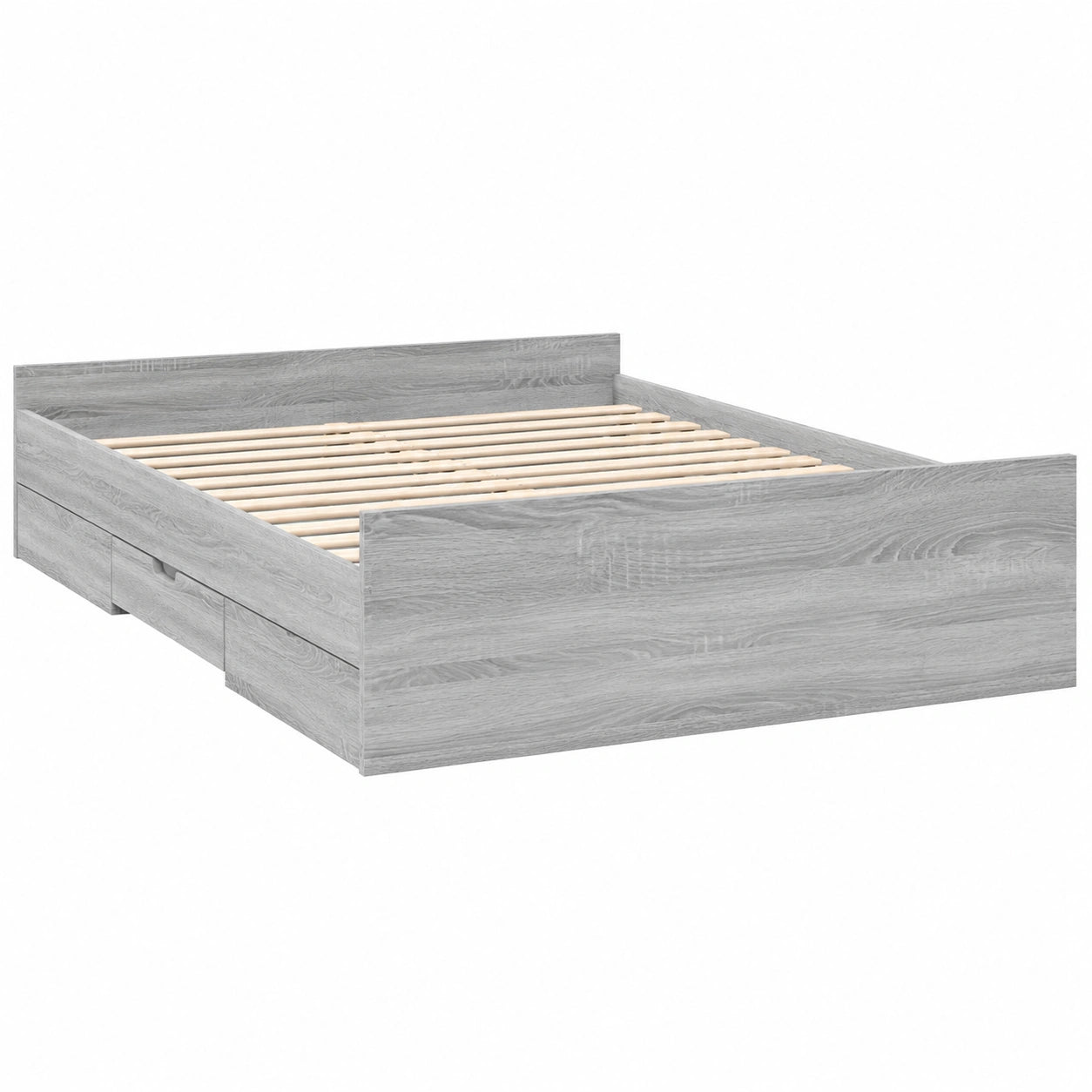Estructura de Cama Doble con Cajones, Madera Gris Sonoma 160x200 cm