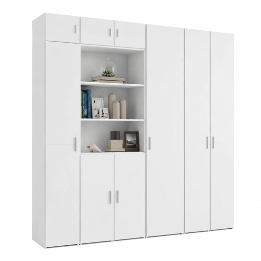 Aparador de Madera Blanca 185 cm con Espacio de Almacenamiento