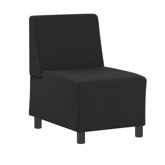 Módulo de sofá sin brazos en piel sintética negra, 55x74x82cm, diseño versátil y robusto para el salón