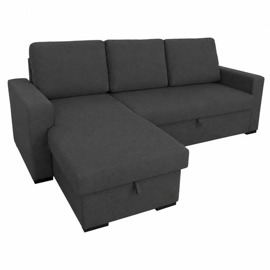 Sofá Cama Chaise Longue Galicia 3 Plazas, Diseño Moderno, Color Gris con Arcón