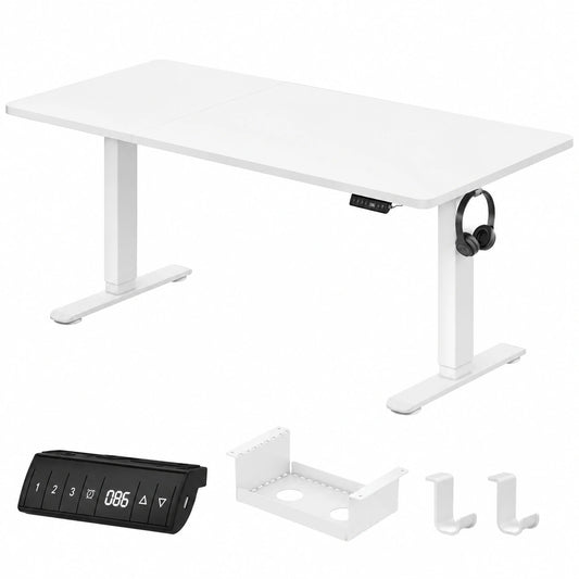 Escritorio Eléctrico Ajustable Flamaker 180x80 cm con Carga y Ruedas