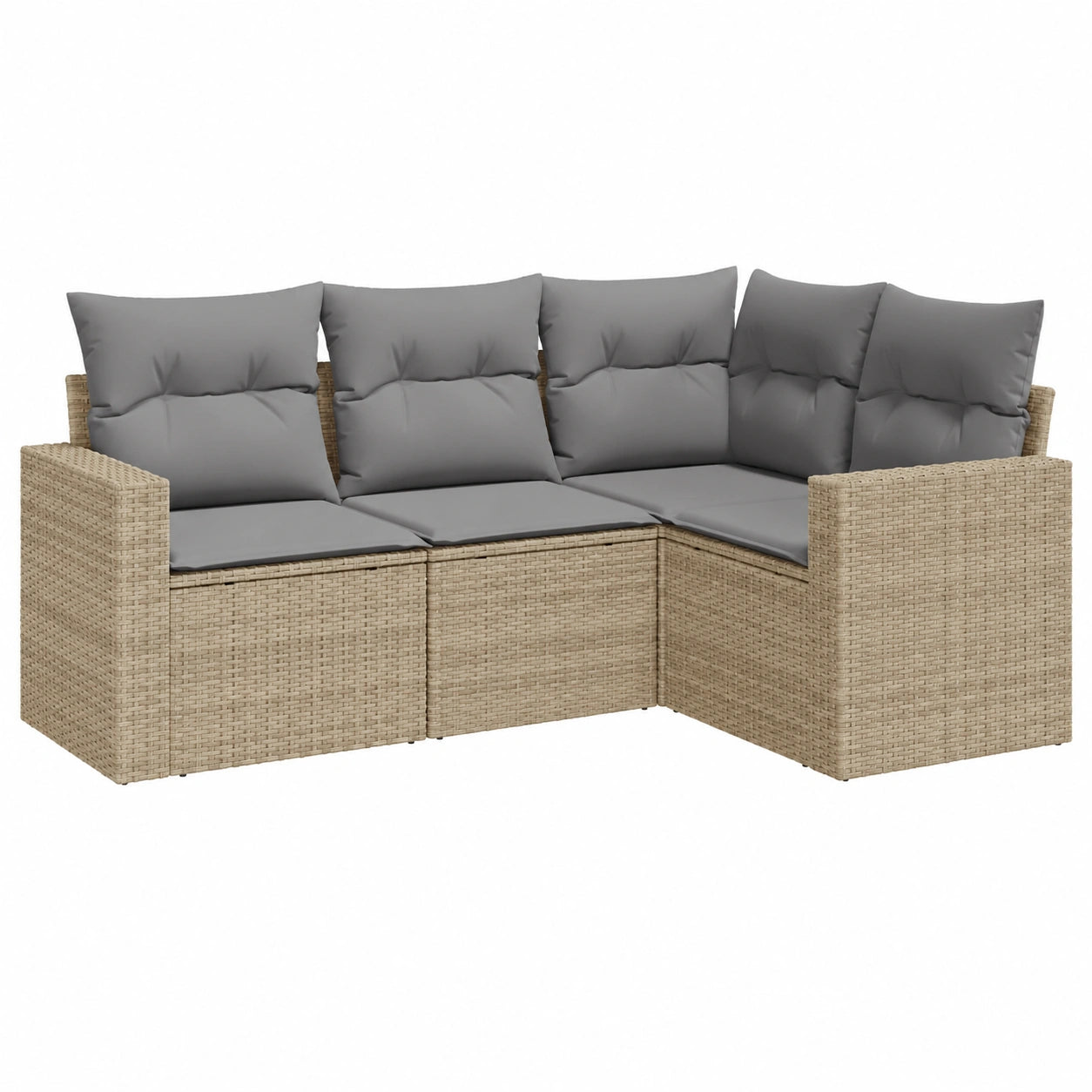 Conjunto de Sofás de Ratán Beige Modular con Cojines, Resistente a UV, para Jardín y Terraza
