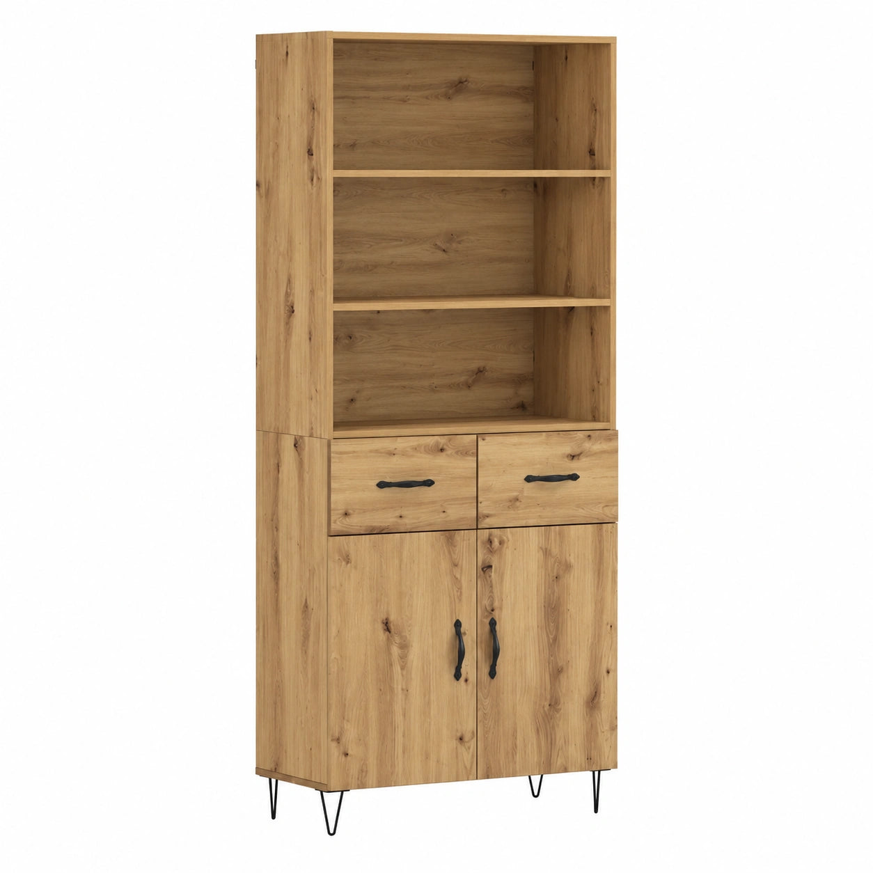 Aparador moderno de roble Artisan con cajones y almacenamiento, 180 cm, set de 2